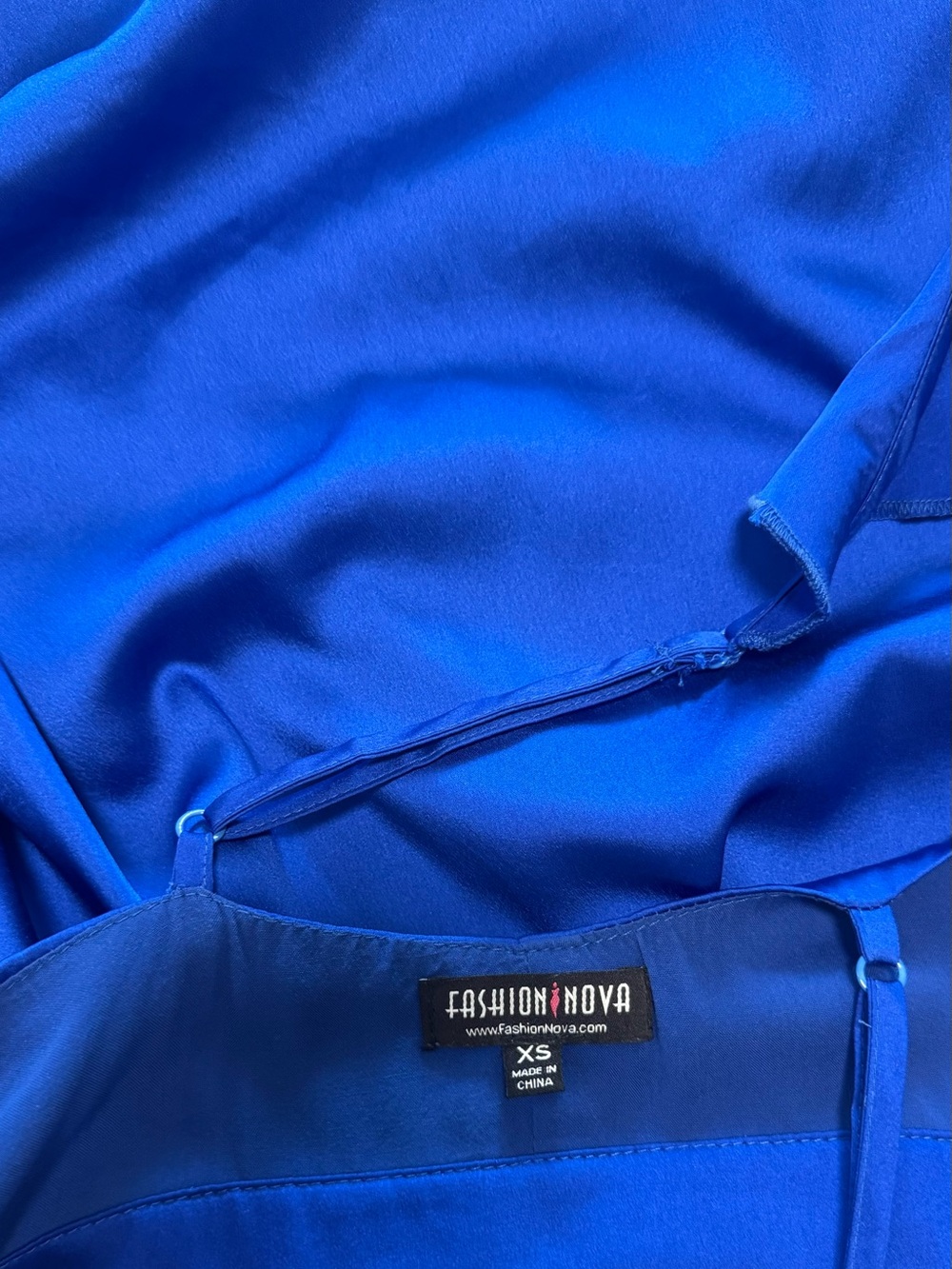 Fashion Nova Royal Blue Ruffle High-Low Wrap Dress - Picture 4 of 5